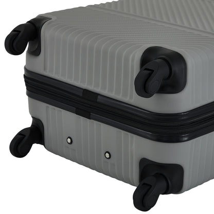 Wrangler 4 Piece Expandable Hardside Spinner Luggage Set with Packing Cubes, Sharkskin Grey