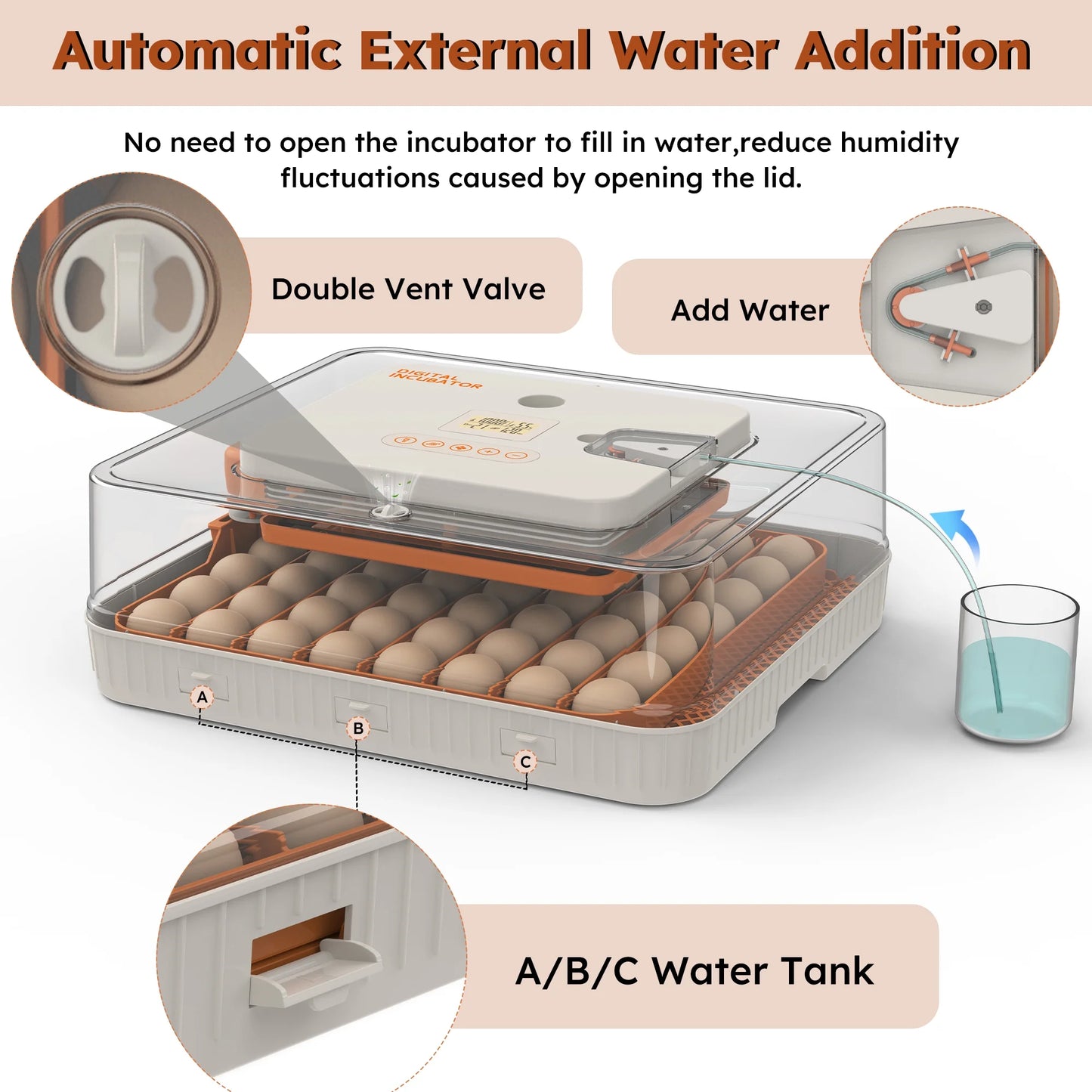 Montary 56 Egg Incubator: Auto Turning, Humidity Control & Water Refill for Chicken/Duck/Goose Eggs w/Candler