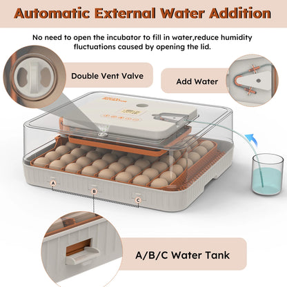 Montary 56 Egg Incubator: Auto Turning, Humidity Control & Water Refill for Chicken/Duck/Goose Eggs w/Candler