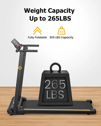 UREVO Folding Treadmill, 2.25HP Mini Treadmills for Home Office with 12 HIIT Modes, 265 lbs Capacity