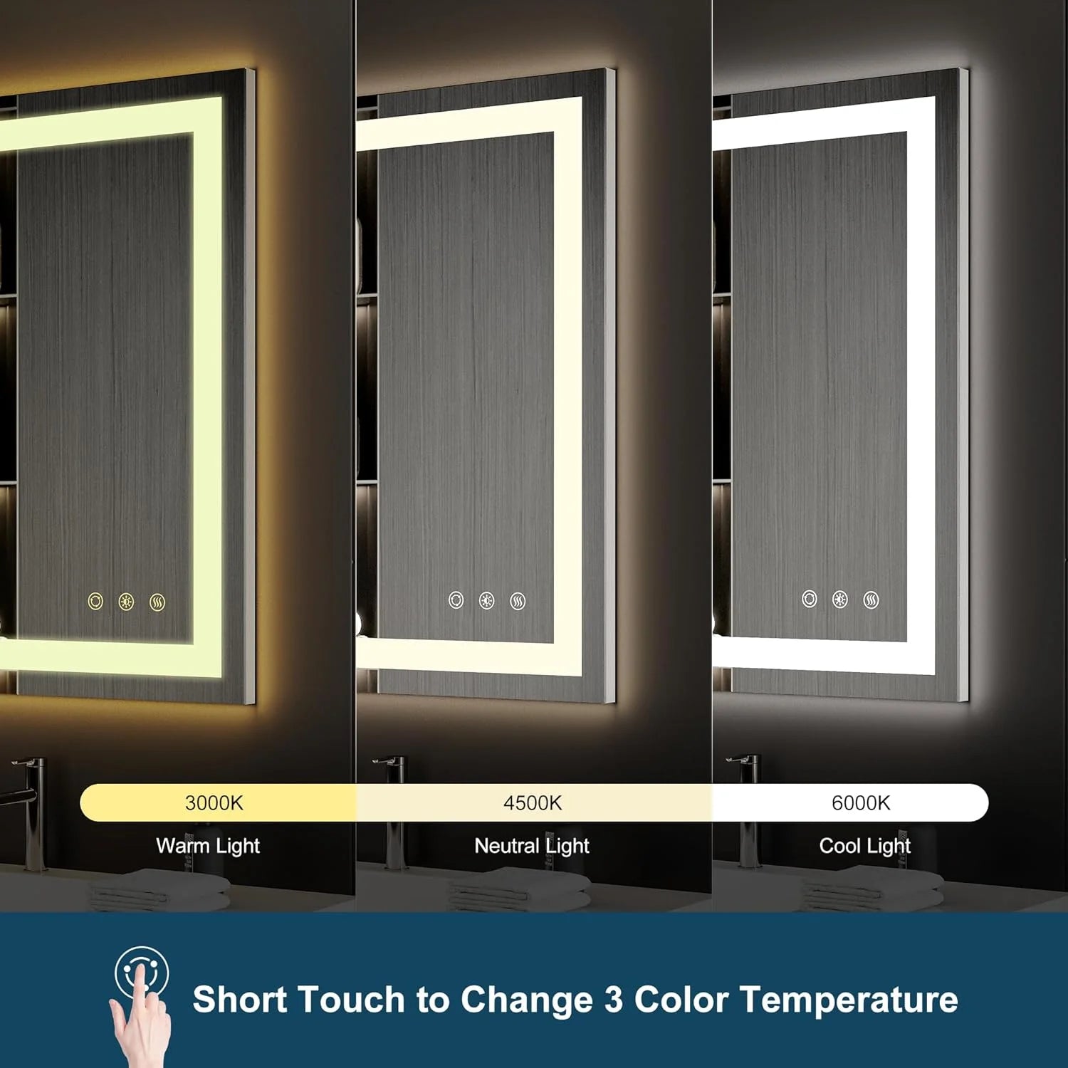 Funtouch Arched LED Bathroom Mirror 20"x30" with Front and Backlight, LED Bathroom Mirror with LightsAnti-Fog3 Colors, Memory,Shatterproof,UL Listed