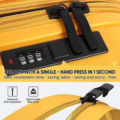 3 Piece Hardshell Luggage Set Expandable Hardside Suitcase with Spinner Wheels and TSA Lock, Lightweight Carry on and Checked Luggage 20" 25" 29", Yellow, LA13601