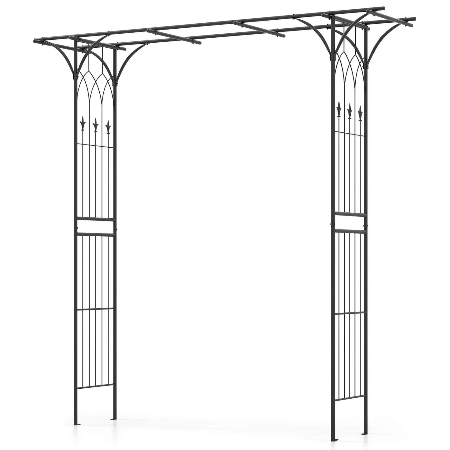 Costway Garden Wedding Rose Arch Pergola Archway Flowers Climbing Plants Trellis Metal