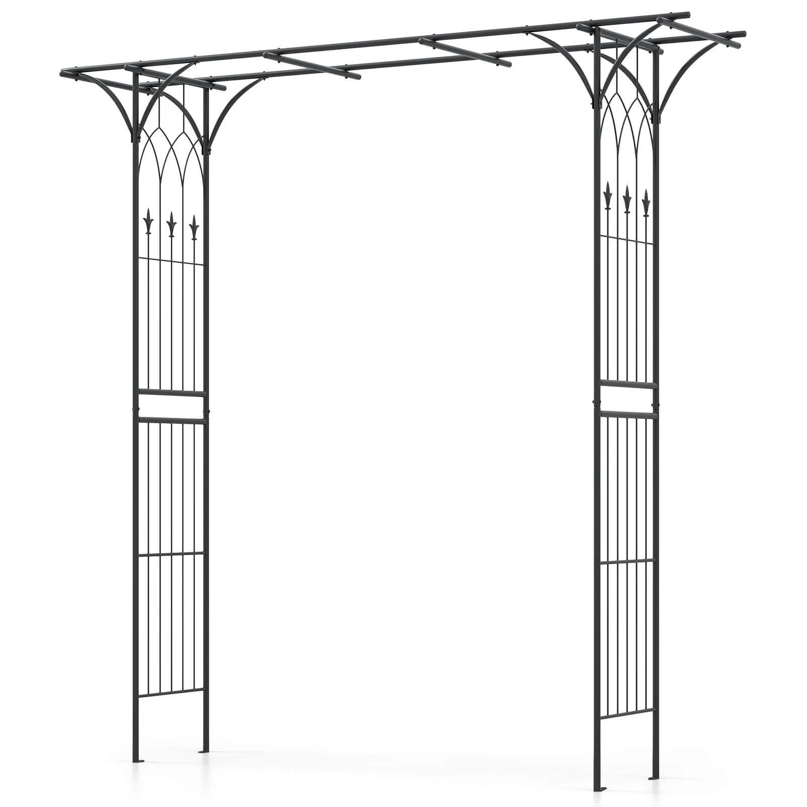 Costway Garden Wedding Rose Arch Pergola Archway Flowers Climbing Plants Trellis Metal
