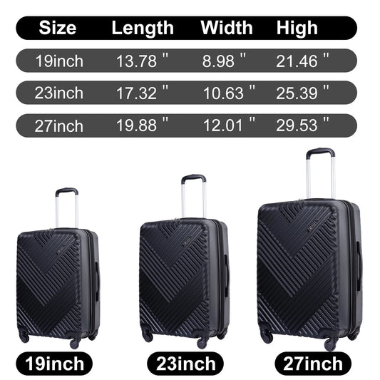 Travelhouse 3 Piece Luggage Set Hardshell Expandable Lightweight Suitcase with TSA Lock Spinner Wheels 20in24in28in.(Black)