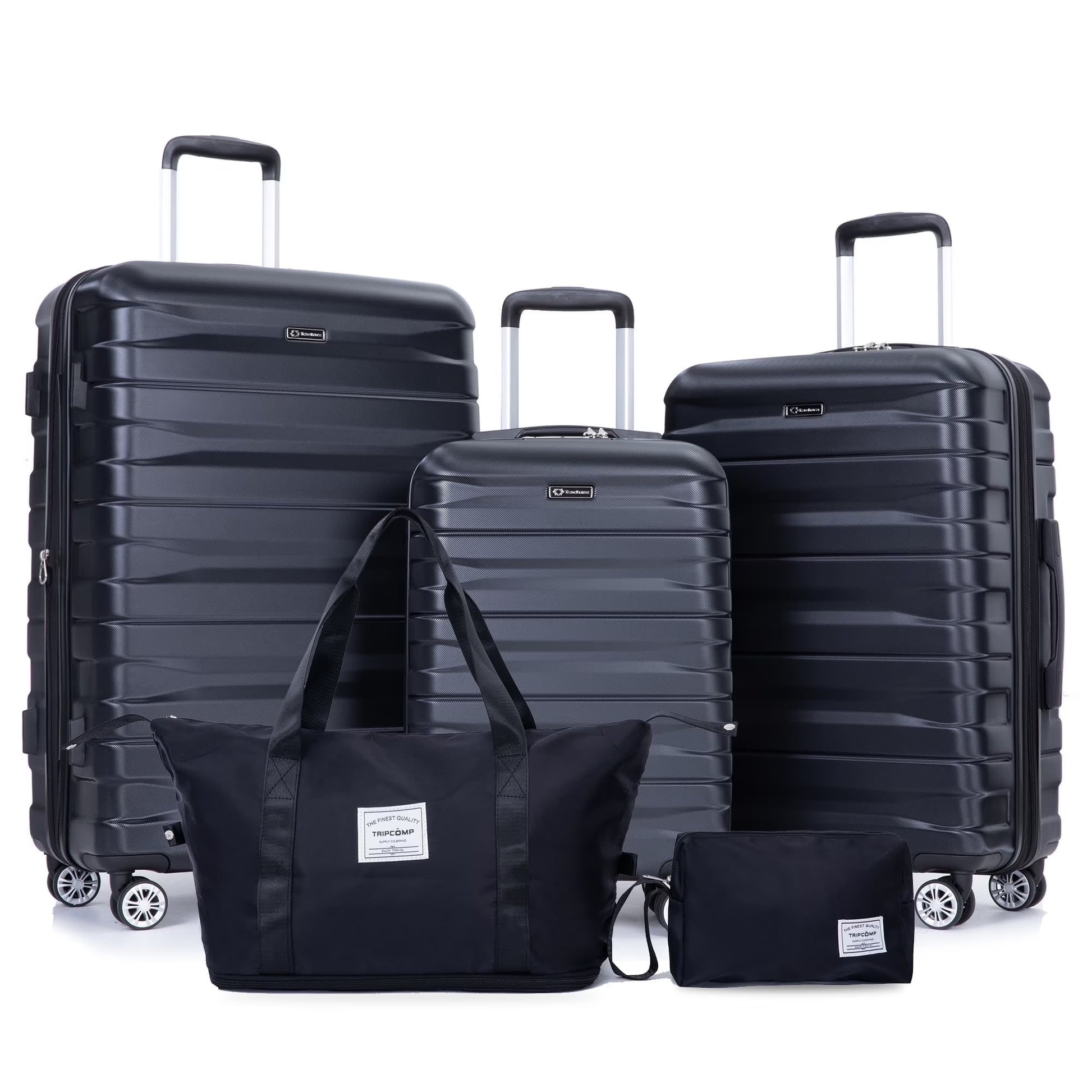 Tripcomp Luggage Sets 5 Piece Duffel Bag,Hardside Travel Luggage (20/24/28) with TSA Lock,Expandable Suitcase with Spinner Wheels.(Black)