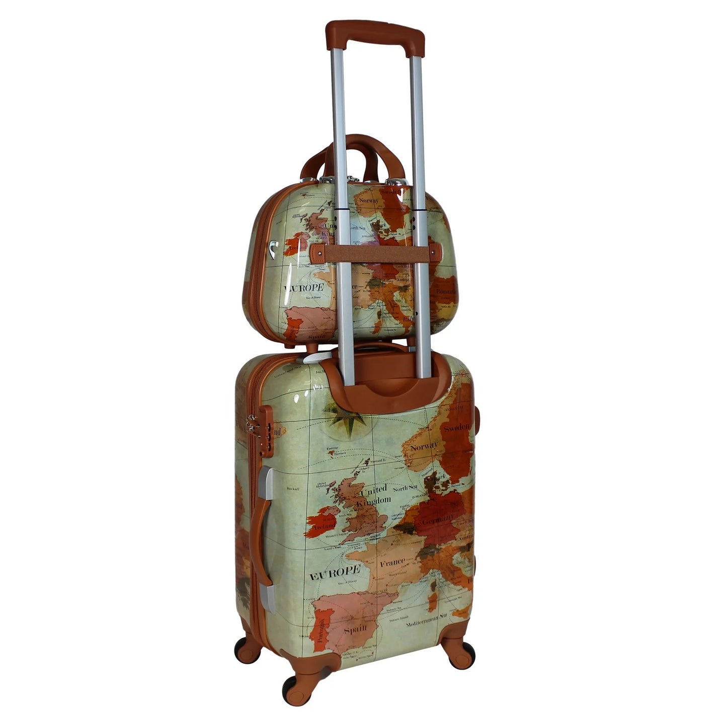 World Traveler Europe 4-Piece Spinner Luggage Set with TSA Lock, with 28" and 24" Upright, 13" Carry-on, and 13" Bag