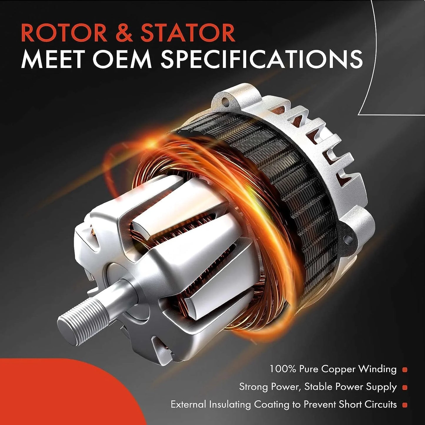 A-Premium Alternator Compatible with Kia Soul 2017-2019, Rio 2018-2019, Seltos 2021 & Hyundai Accent 2018-2019, 1.6L, 12V 130A 6-Groove Clutch Pulley Clockwise, Replace# 2626125, 373002B970