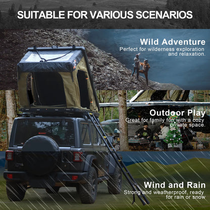 Naturnest Rooftop Tent Hardshell, Enlarged Area Roof Top Tent with Luggage Rack, Roof Tent for Vans, Jeeps, SUVs, Trucks, Camping Roof Tent Hard Shell Roof Tent, Camping, 2-3 Person Tent (Black)