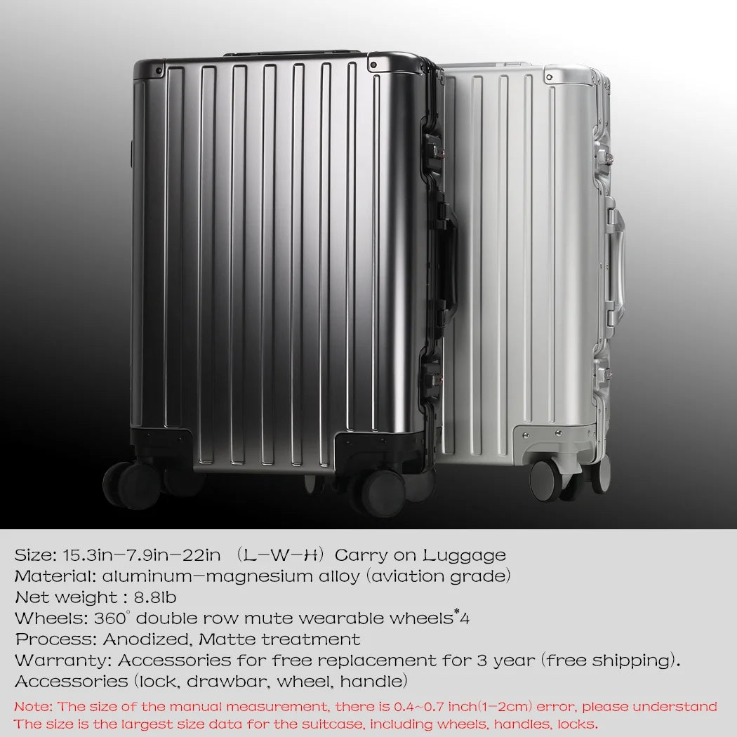 Sindermore 20 inch Aluninum Luggage Carry on Hardside Luggage with TSA Locks Spinner Wheels Zipperless