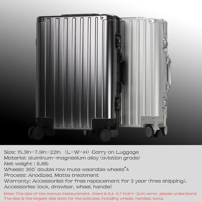 Sindermore 20 inch Aluninum Luggage Carry on Hardside Luggage with TSA Locks Spinner Wheels Zipperless