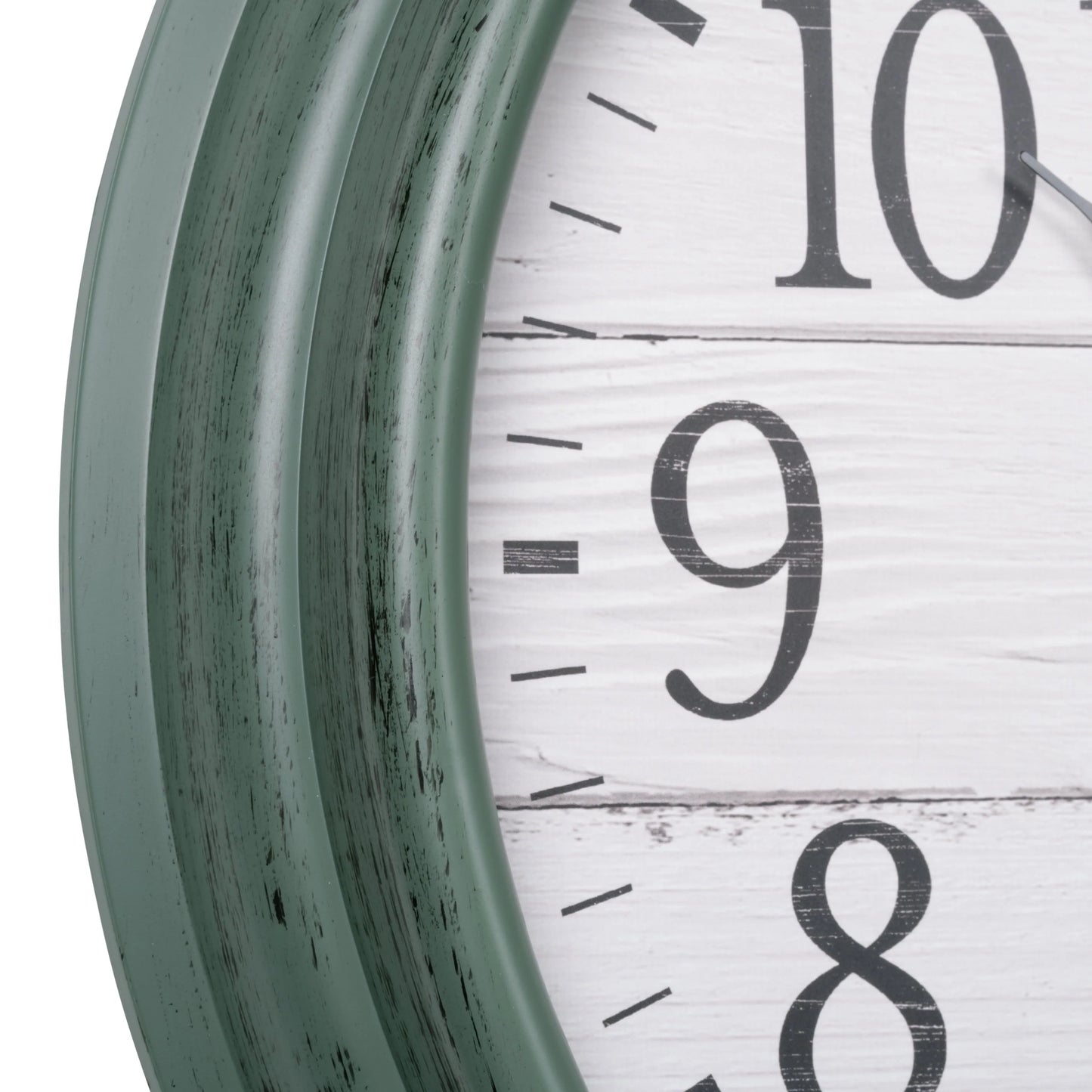 La Crosse Clock 15.75-inch Indoor/Outdoor Green Sagebrook Quartz Analog Clock with Temp, 404-3840SG