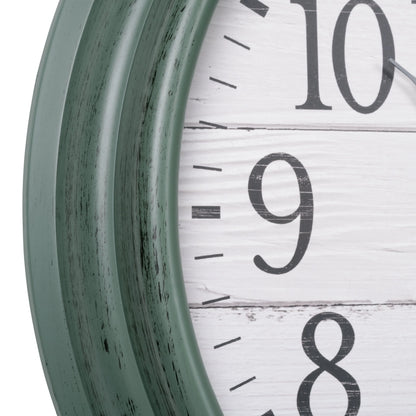 La Crosse Clock 15.75-inch Indoor/Outdoor Green Sagebrook Quartz Analog Clock with Temp, 404-3840SG