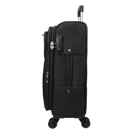 CalBags Kemyer Softside Lightweight 3-Piece Expandable Spinner Luggage Set - Black