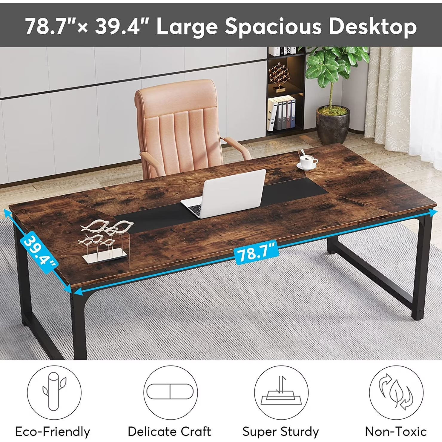 Large Simple Computer Desk Office Computer Table Writing Table for Home Office 63" L x 31.5" W x 29.5" H - Off White