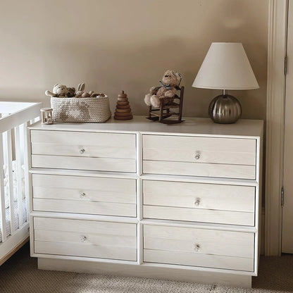 CozyHom 6 Drawers Dresser For Bedroom, Dressers Chest for Home Office, Wood Storage Cabinet for Living Room Hallway Closet, White