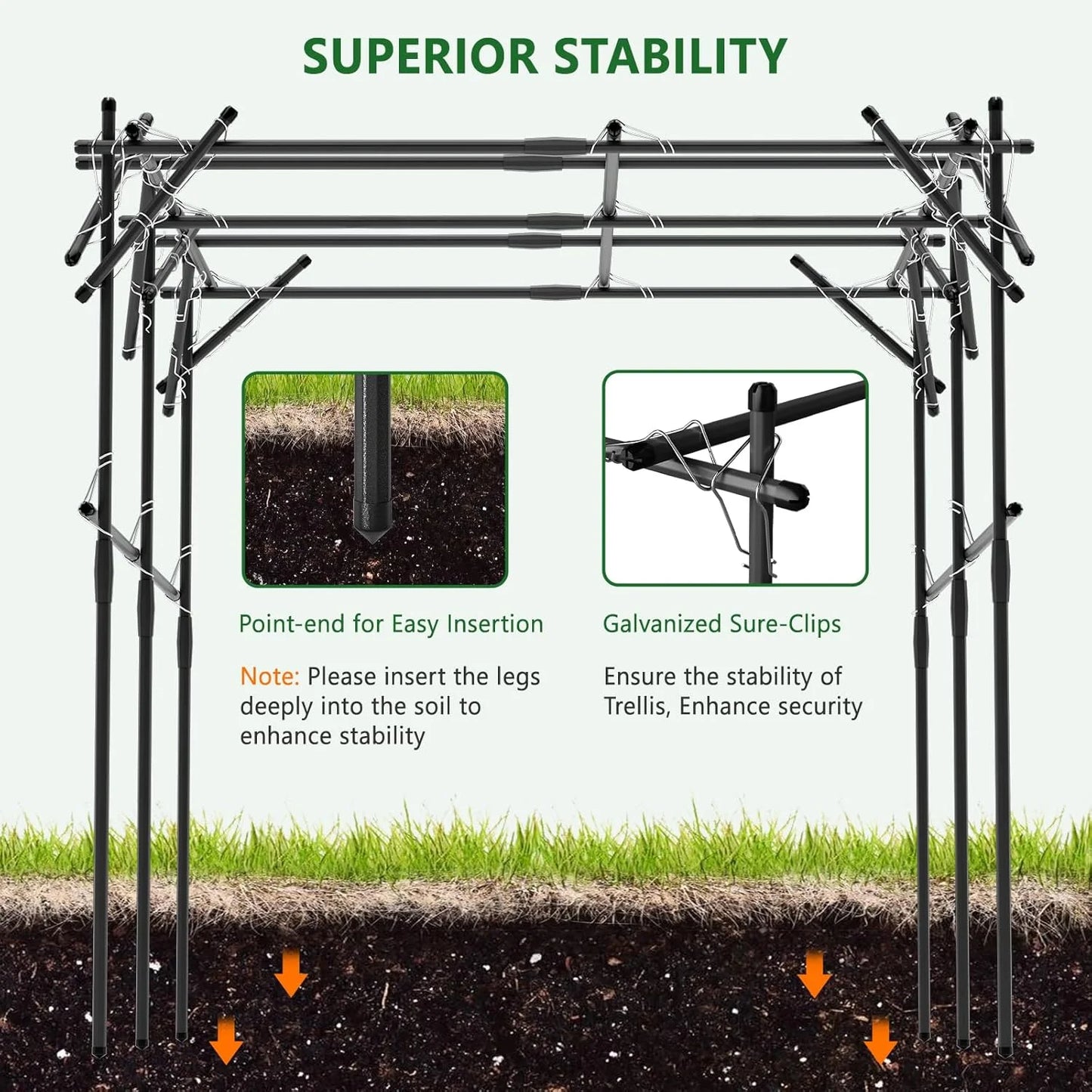 Slsy Tall Garden Arch Trellis for Climbing Plants, 79'' L x 79'' W x 79'' H Large Grape Vine Support Arch Arbor Trellis Plastic-Coated Metal Garden Arch Trellis for Climbing Plants