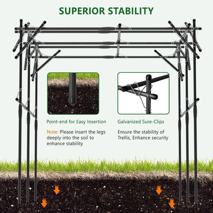 Slsy Tall Garden Arch Trellis for Climbing Plants, 79'' L x 79'' W x 79'' H Large Grape Vine Support Arch Arbor Trellis Plastic-Coated Metal Garden Arch Trellis for Climbing Plants