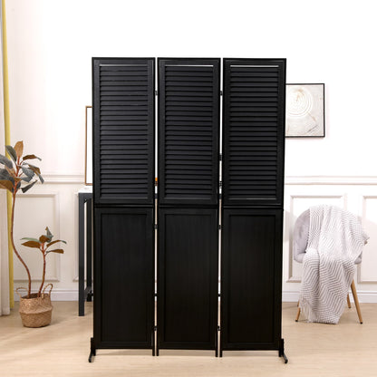Miniyam 3 Panels Privacy Screen, 5.9 FT Tall Freestanding Folding Partition Wall Dividers Screen for Home Office Restaurant Bedroom, Black