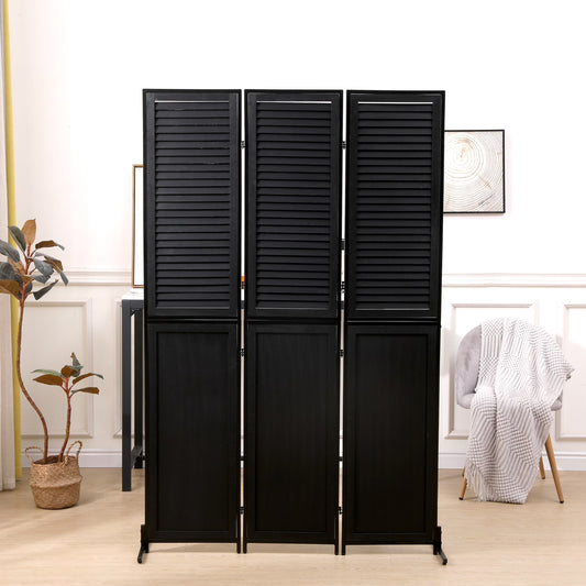 Miniyam 3 Panels Privacy Screen, 5.9 FT Tall Freestanding Folding Partition Wall Dividers Screen for Home Office Restaurant Bedroom, Black