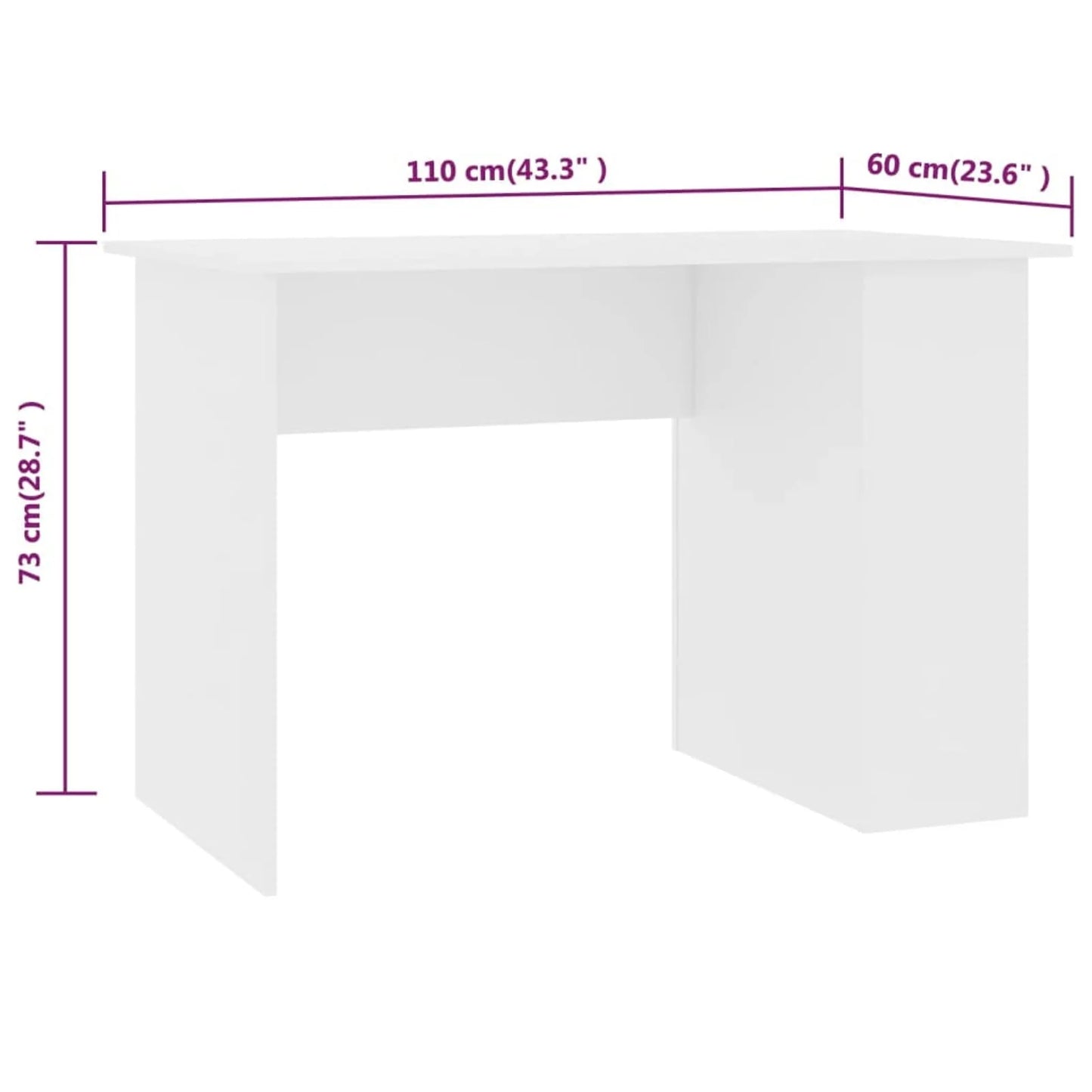 moobody Computer Desk with Storage Shelves Engineered Wood Writing Desk Gaming Table White Home Office Furniture 43.3 x 23.6 x 28.7 Inches (W x D x H)