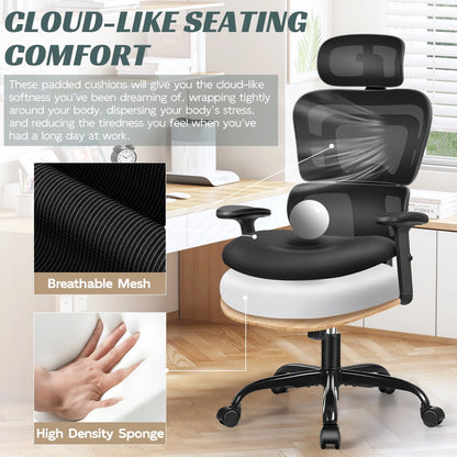 COOLHUT Ergonomic Office Chair Desk Chair High Back Computer Chair with Lumbar Support, High-Sponge Cushion Home Office Chair, 300lbs, Dark Gray