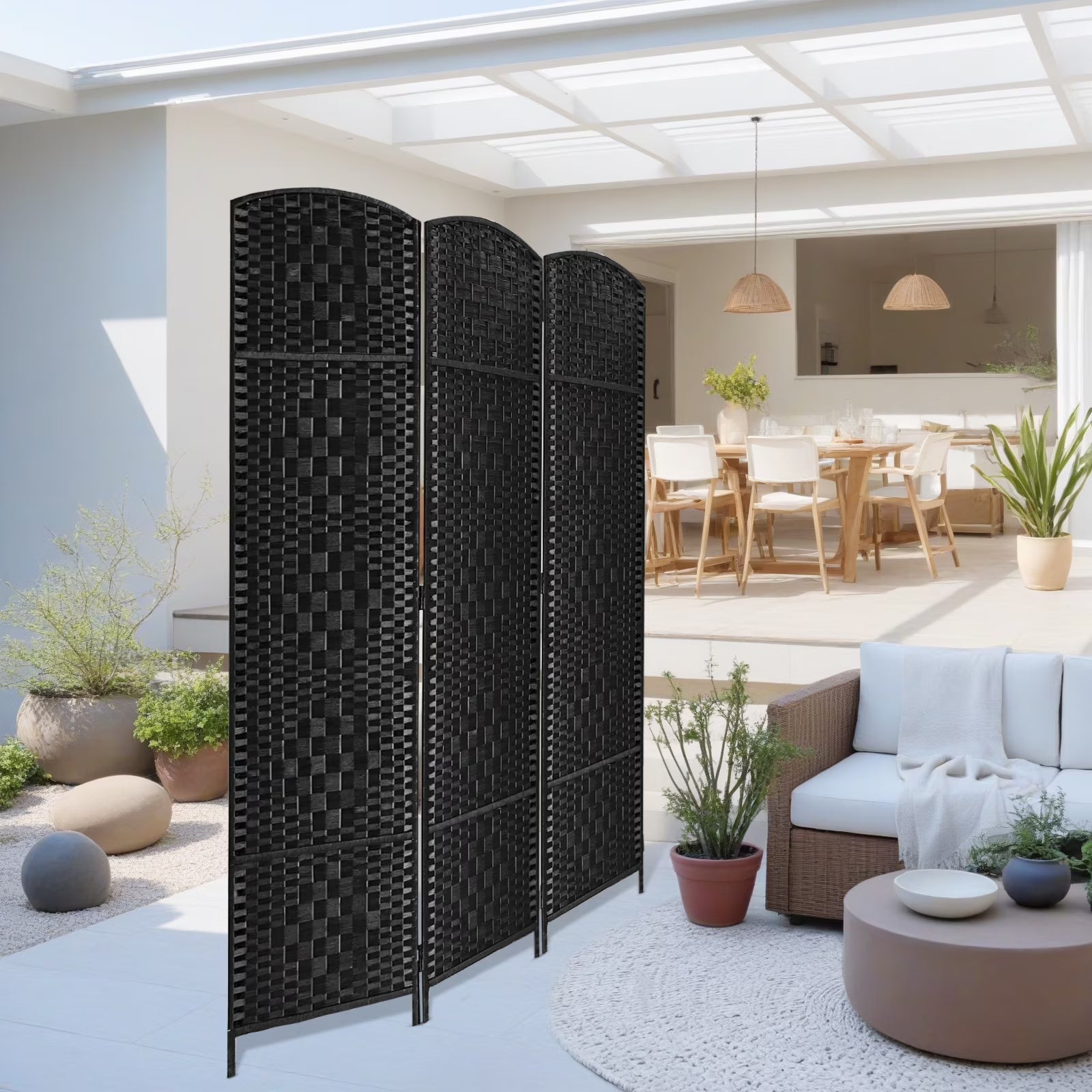 3-Panel Room Divider, 6 ft Office Partition Walls Wood Divider Folding Portable Privacy Screen, Room Dividers and Folding Privacy Screens for Home, Room Separator Wall Dividers,Black