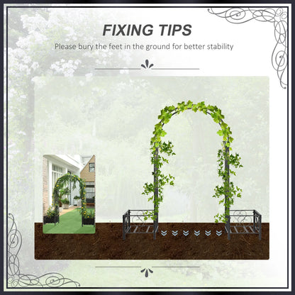 Outsunny Garden Arbor & Wedding Arch with Planters & Heart Motifs