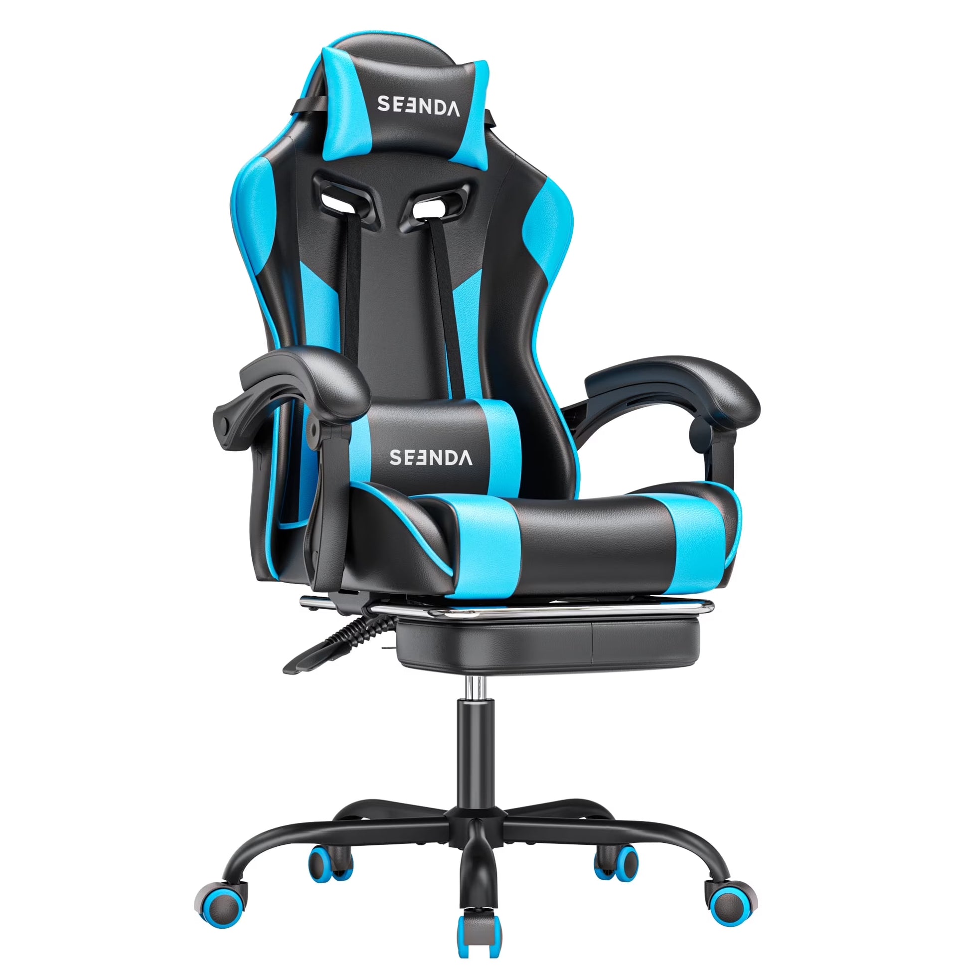 Gaming Chair, Seenda Computer Office Chair, Linkage Armrests and Footrest, High Back Ergonomic Home Office Desk Chair with Lumbar Support Task Chair, Red