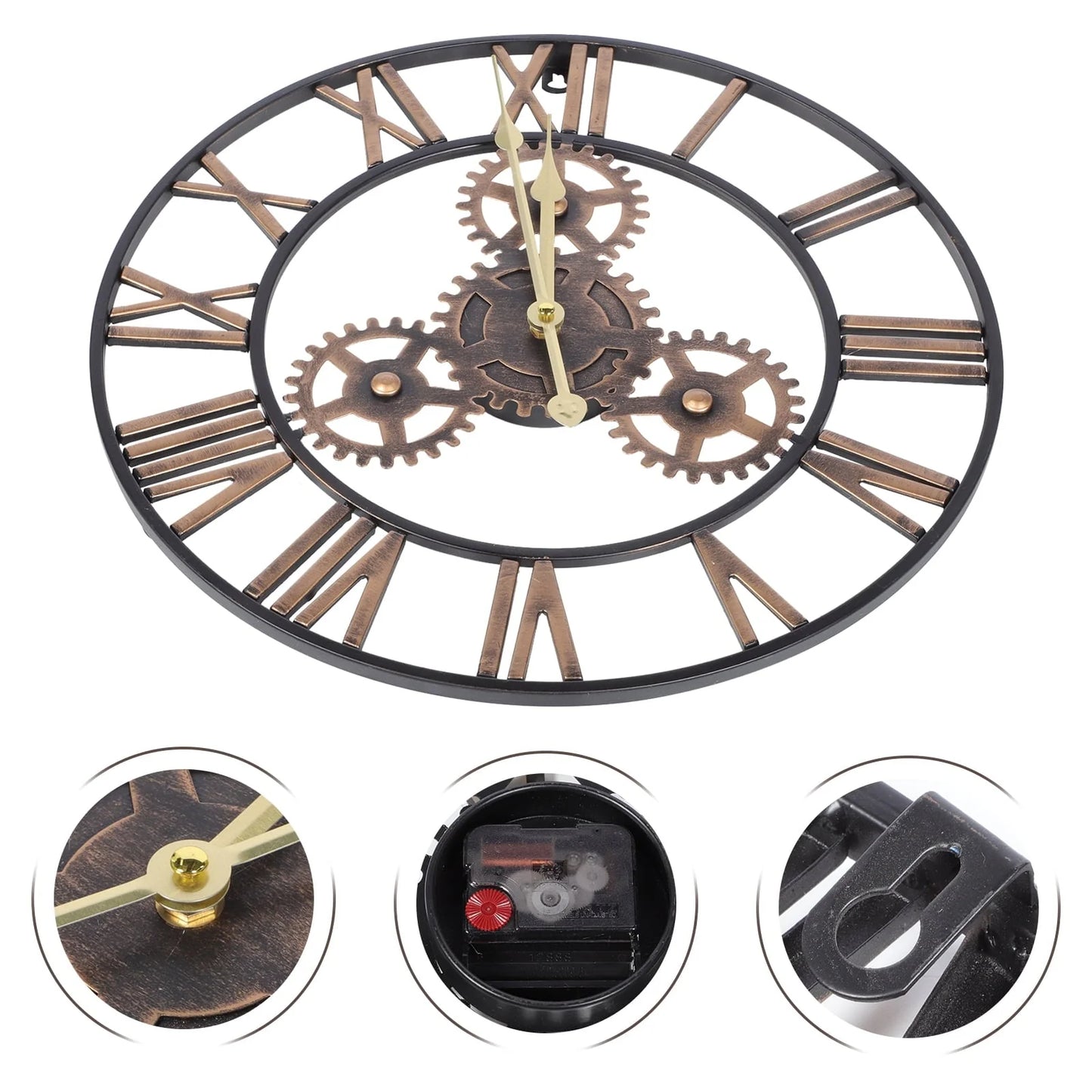 Homemaxs 1Pc Round Wall Clock American Style Wall Clock Simple Living Room Hanging Clock