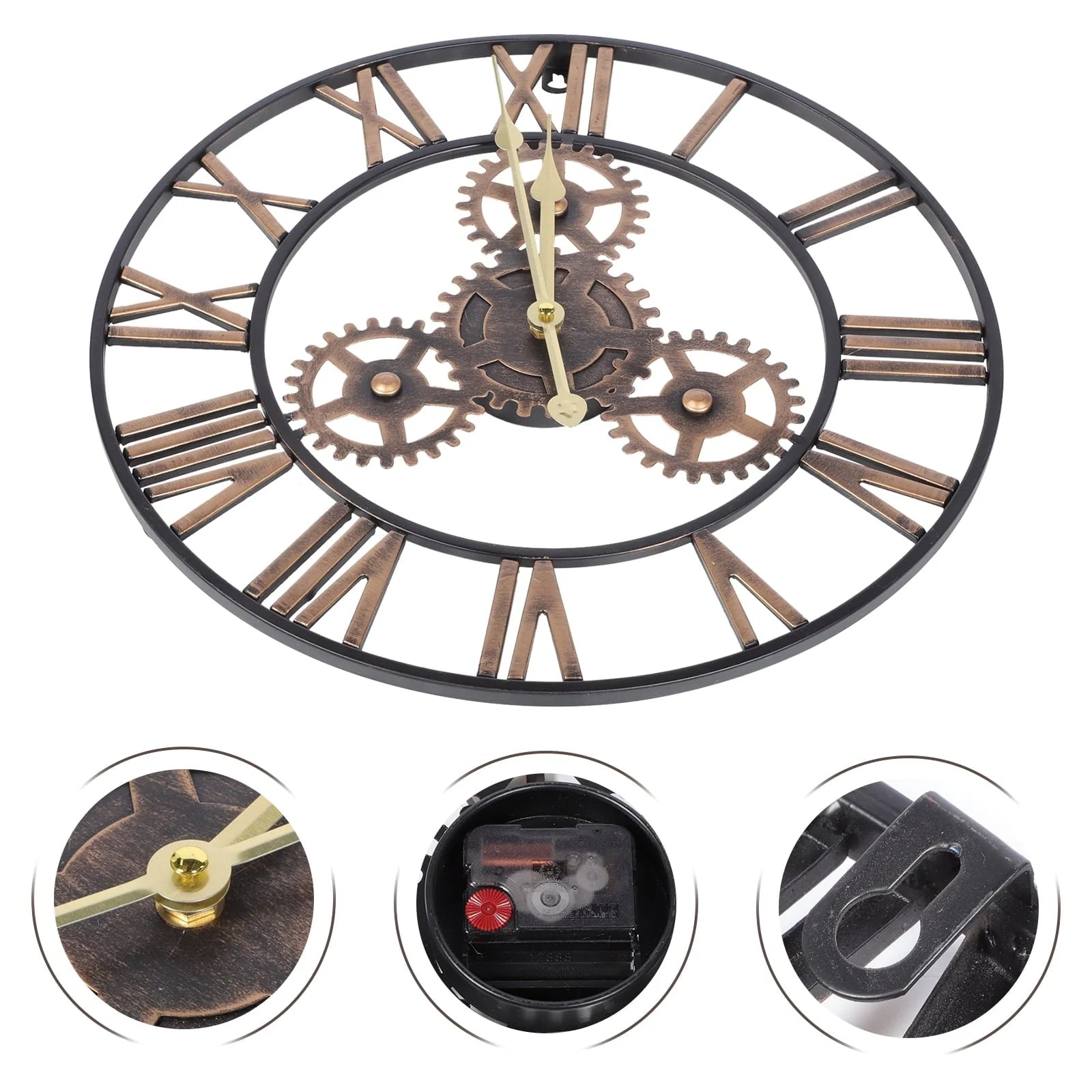 Homemaxs 1Pc Round Wall Clock American Style Wall Clock Simple Living Room Hanging Clock