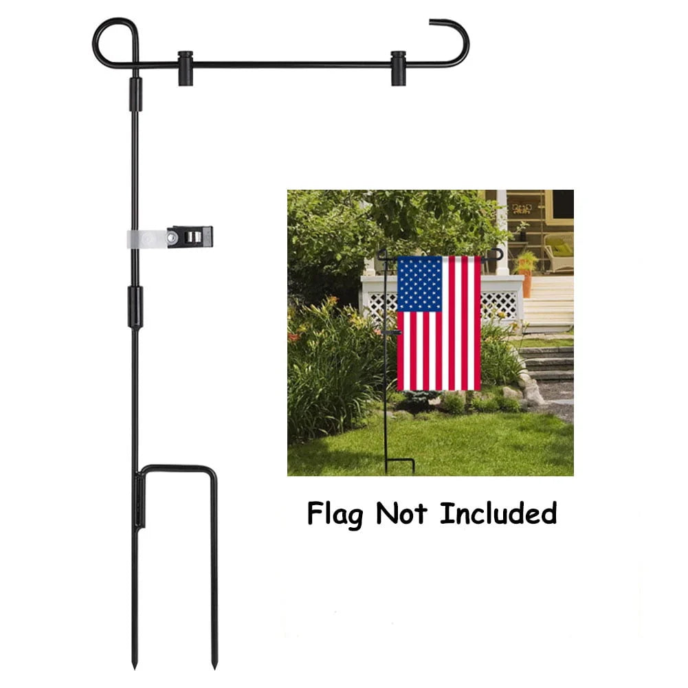 SHARE& CARE Garden Flag Stand, Garden Flag Pole Holder with one Tiger Clip and two Spring Stoppers for Garden and Home Decoration 12 x 18 Inches without flag