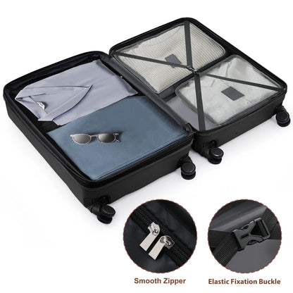 DECMAY 3-Piece ABS Luggage Set with Spinner Wheels and Cup Holder, Airline Carry-On Approved