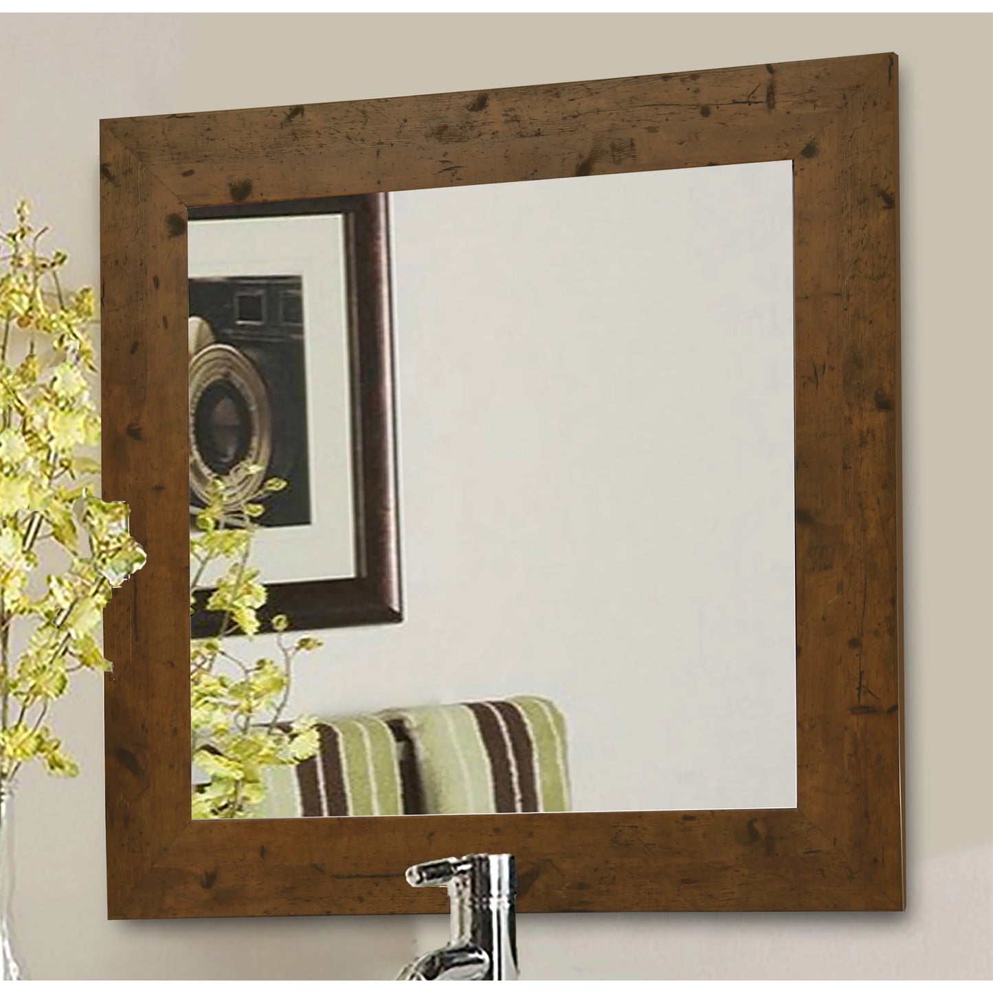 Rayne Mirrors American Made Rayne Rustic Light Walnut Vanity Wall Mirror