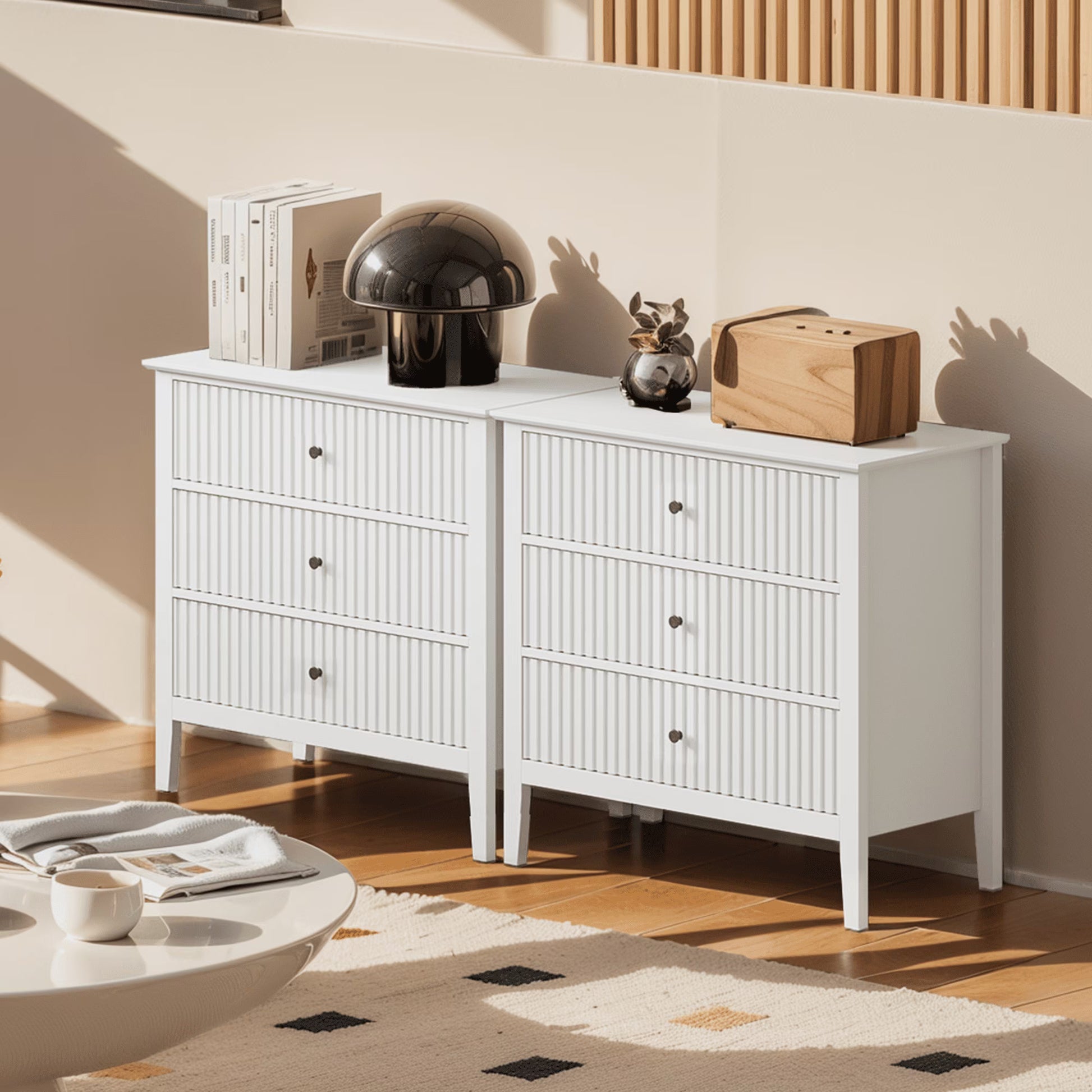 CozyHom 6 Drawers Dresser For Bedroom, Dressers Chest for Home Office, Wood Storage Cabinet for Living Room Hallway Closet, White
