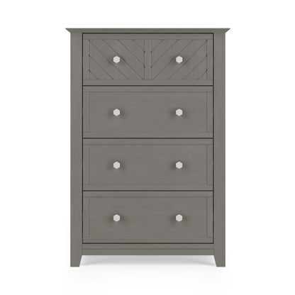 Child Craft Atwood 42" Interlocking 4-Drawer Chest for Nursery or Bedroom, Chevron Design, Anti-Tip Kit, Lunar Gray