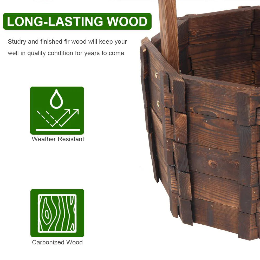 Zimtown Wooden Flowerpot Outdoor Reinforced And Anticorrosive Wooden Wishing Well Flowerpot