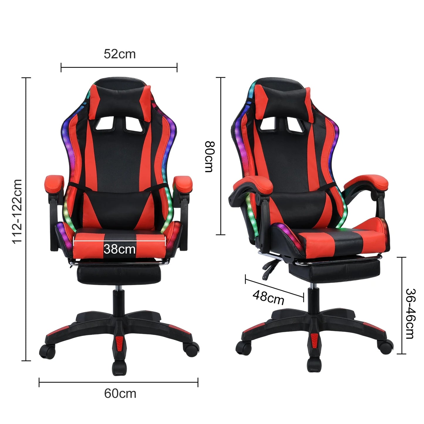 WETS Gaming Chair with Bluetooth Speakers Office Chair with Footrest and LED Lights Ergonomic Gaming Chairs High Back with Headrest Adjustable Swivel for Home Office,397lb