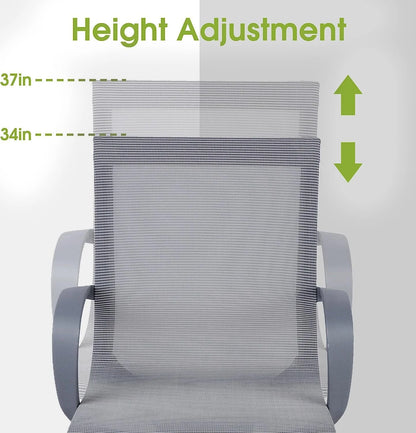 Ergonomic Office Chair Mesh Desk Chair Mid Back Computer Chair with Lumbar Support, Armrest, Swivel Wheels Height and Back Adjustable Modern Task Chair for Home Office, Conference, Gray