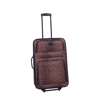 Pemberly Row Traditional Polyester 5-Piece Luggage Set in Leopard