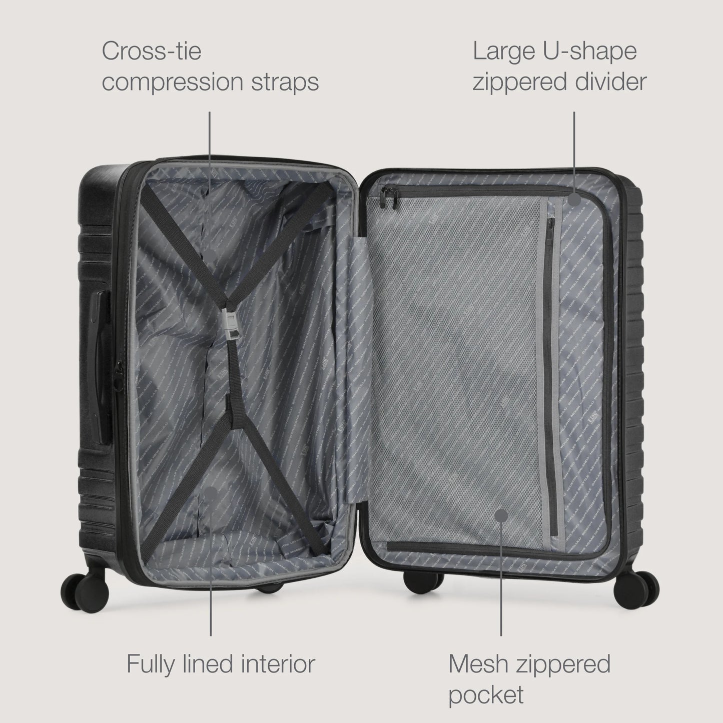 U.S. Traveler Boren Hardside Rugged Spinner Luggage, Teal, 26" Checked Medium