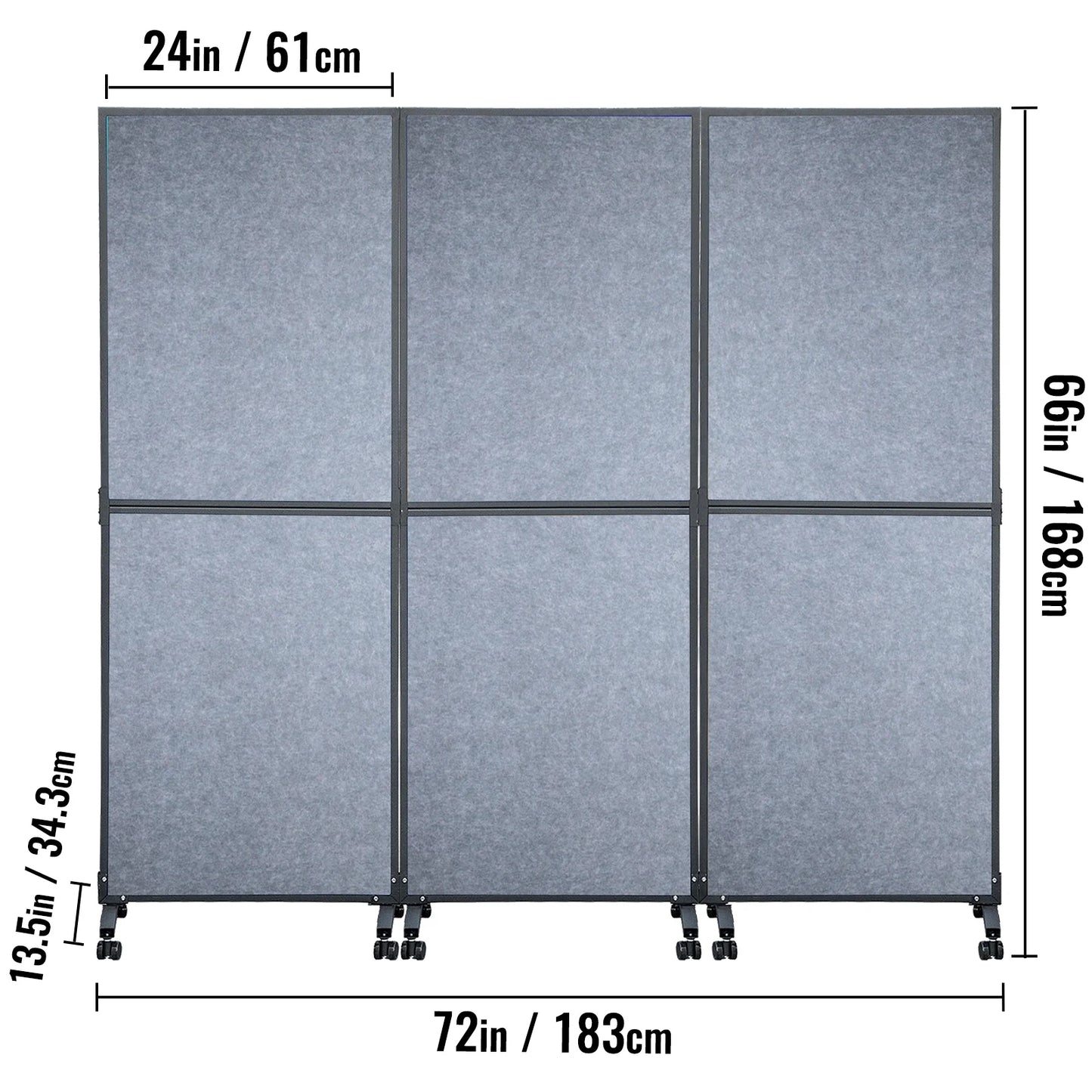 VEVOR Acoustic Room Divider Office Partition Panel 72"x66" 3 Pack in Light Gray