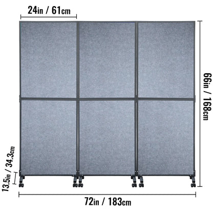 VEVOR Acoustic Room Divider Office Partition Panel 72"x66" 3 Pack in Light Gray
