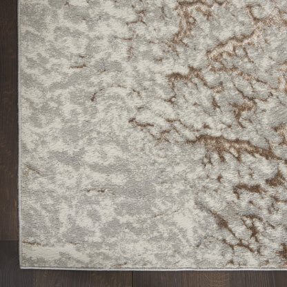 Inspire Me! Home Decor Metallic Abstract Grey Mocha 2'2" x 7'6" Area Rug, (2x8)