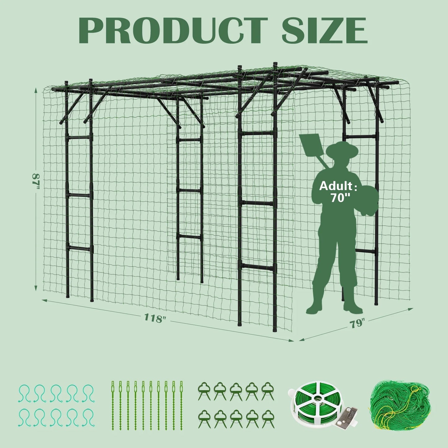 Slsy Tall Garden Arch Trellis for Climbing Plants, 79'' L x 79'' W x 79'' H Large Grape Vine Support Arch Arbor Trellis Plastic-Coated Metal Garden Arch Trellis for Climbing Plants