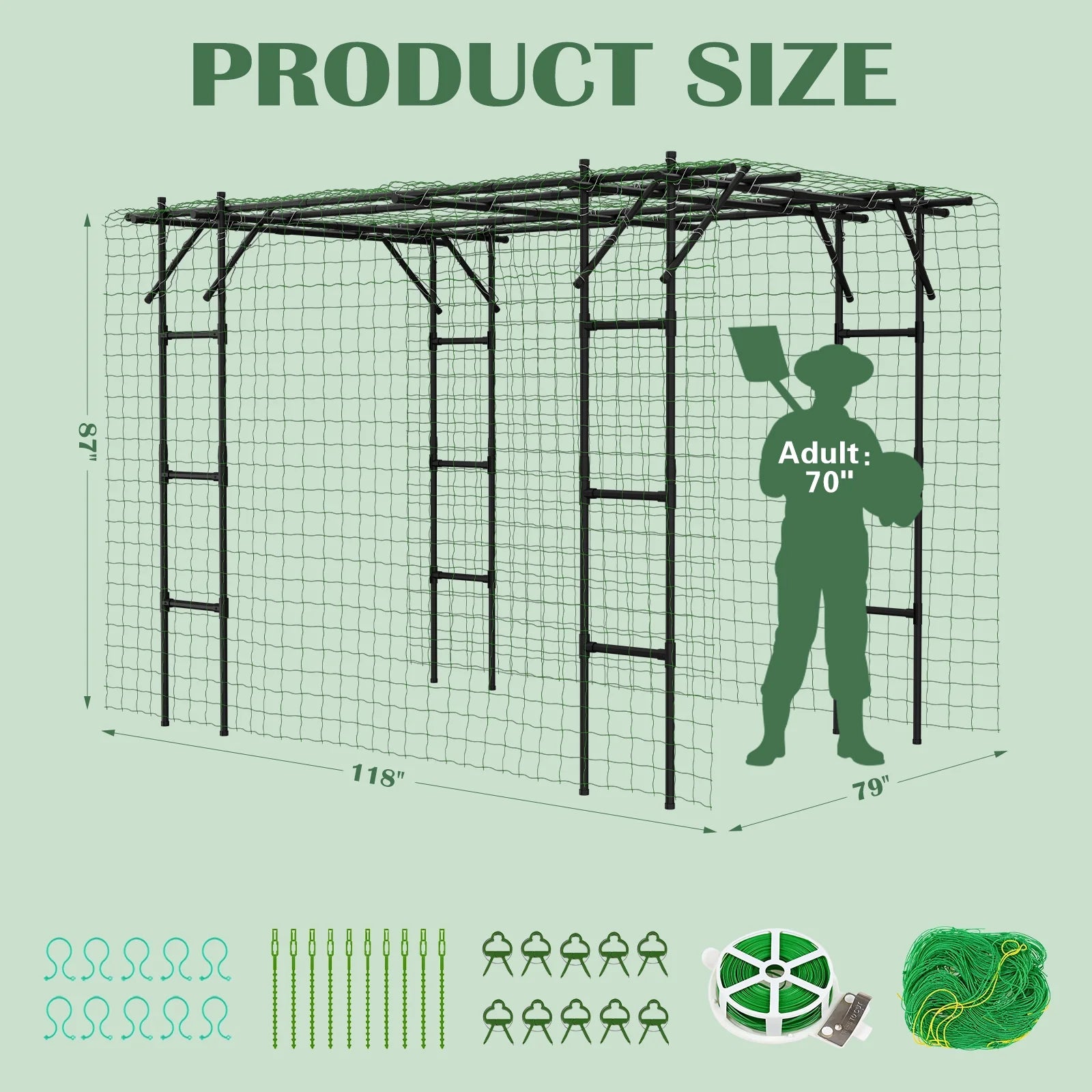 Slsy Tall Garden Arch Trellis for Climbing Plants, 79'' L x 79'' W x 79'' H Large Grape Vine Support Arch Arbor Trellis Plastic-Coated Metal Garden Arch Trellis for Climbing Plants