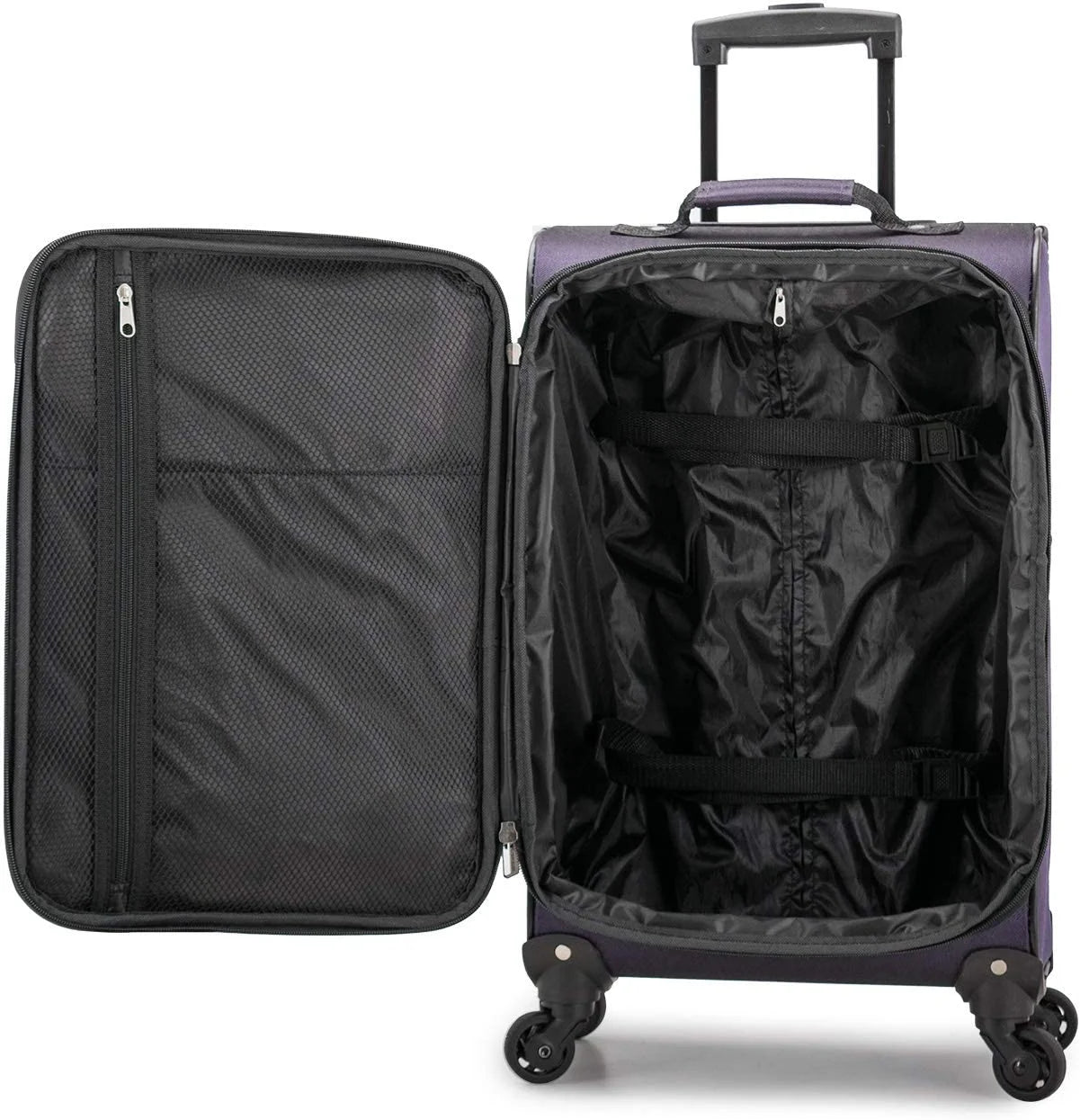 U.S. Traveler Aviron Bay Expandable Softside Luggage with Spinner Wheels, Black, 22" Carry-on