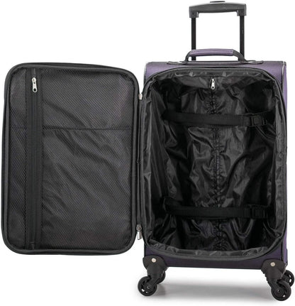 U.S. Traveler Aviron Bay Expandable Softside Luggage with Spinner Wheels, Black, 22" Carry-on