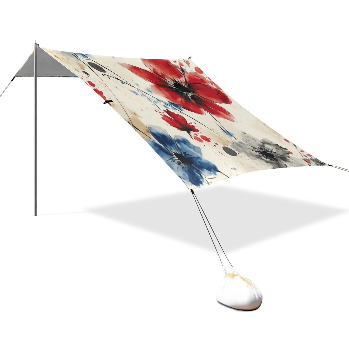 Beach Tent Beach Canopy 9.2x10.5Ft Beach Tent Sun Shelter Outdoor Canopy with Carry Bag for Camping, Backyard and Picnics Blue and Red Flowers
