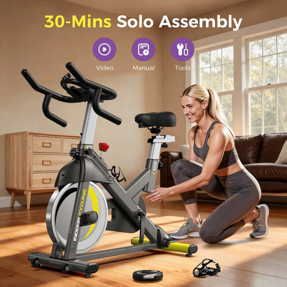 Pooboo Stationary Exercise Bike Indoor Cycling Bike Cycle Bicycle Adjustable Resistance for Home Office Cardio Workout Machine Max Weight 350 lbs